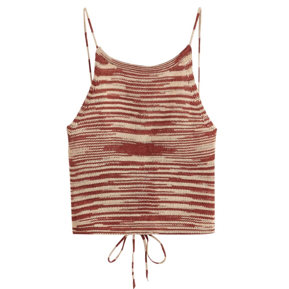 Knit Halter Tie Criss Boho Backless Tops